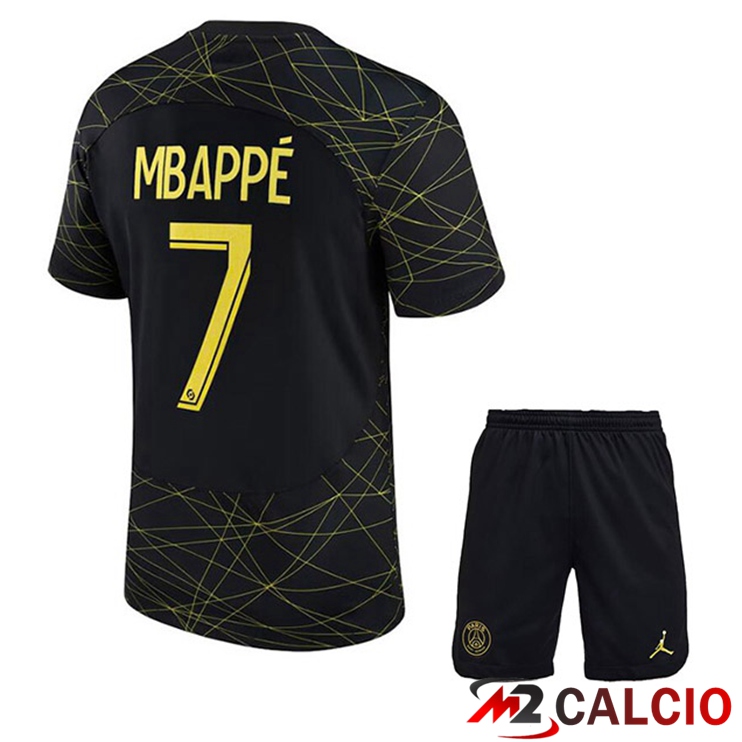 Maglie Calcio Personalizzate,Tute Calcio Squadre,Maglia Nazionale Italiana Calcio | Maglie Calcio Paris PSG (MBAPPÉ 7) Bambino Quarto Nero 2022/2023