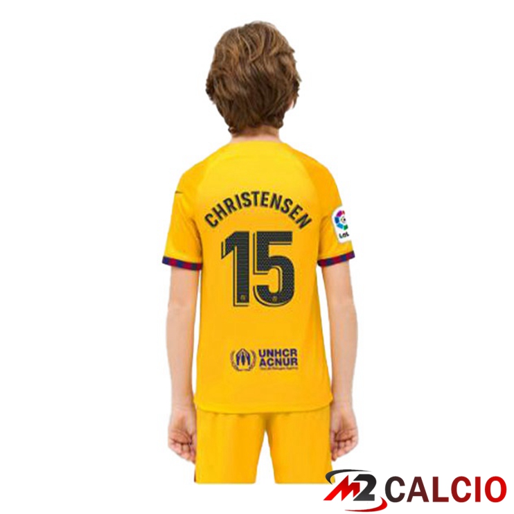 Maglie Calcio Personalizzate,Tute Calcio Squadre,Maglia Nazionale Italiana Calcio | Maglie Calcio FC Barcellona (CHRISTENSEN 15) Bambino Quarto Giallo 2022/2023