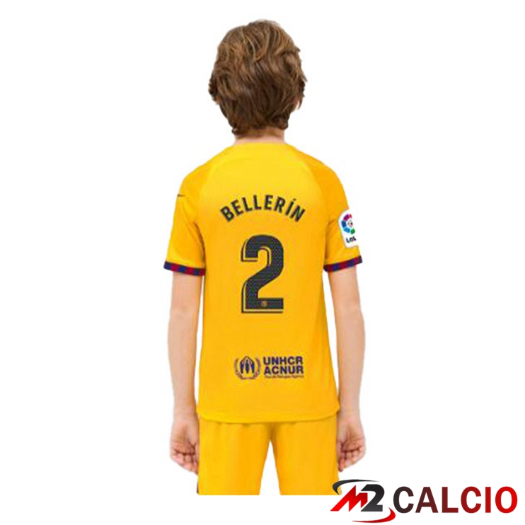 Maglie Calcio Personalizzate,Tute Calcio Squadre,Maglia Nazionale Italiana Calcio | Maglie Calcio FC Barcellona (BELLERÍN 2) Bambino Quarto Giallo 2022/2023