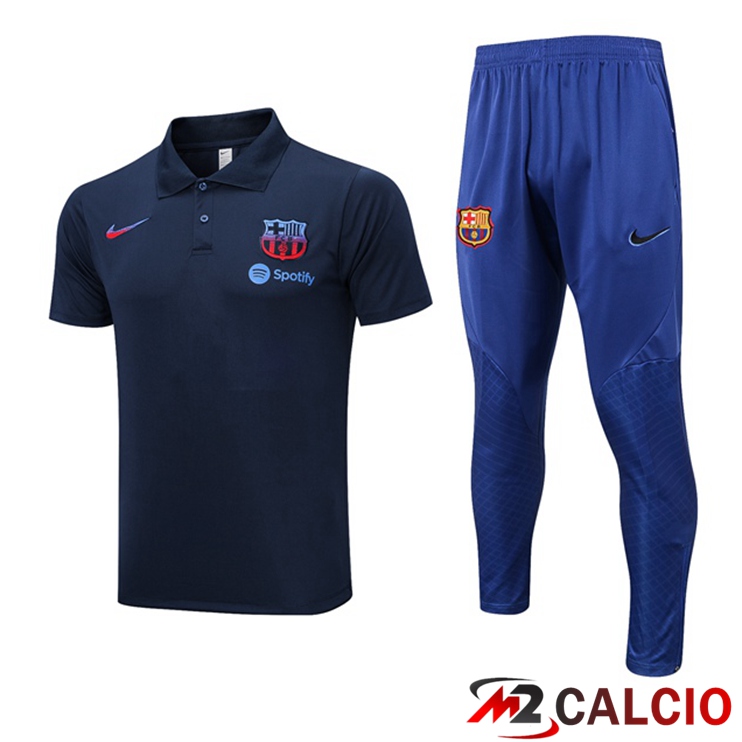 Maglie Calcio Personalizzate,Tute Calcio Squadre,Maglia Nazionale Italiana Calcio | Maglia Polo FC Barcellona + Pantaloni Blu Reale 2023/2024