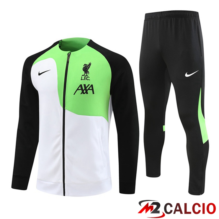 Maglie Calcio Personalizzate,Tute Calcio Squadre,Maglia Nazionale Italiana Calcio | Insieme Tuta Calcio - Giacca FC Liverpool Bianco Verde 2023/2024