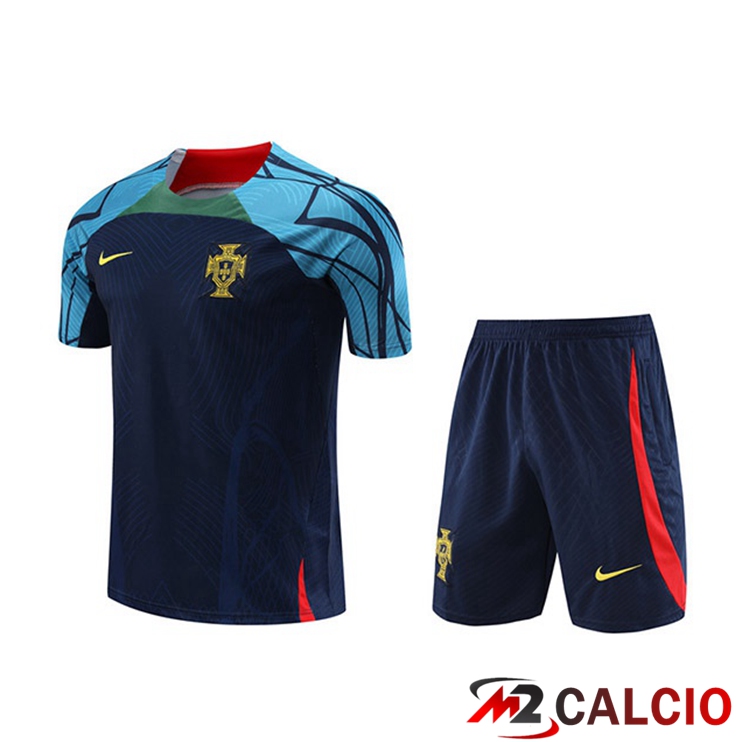 Maglie Calcio Personalizzate,Tute Calcio Squadre,Maglia Nazionale Italiana Calcio | T Shirt Allenamento Portogallo + Pantaloncini Nero 2023/2024