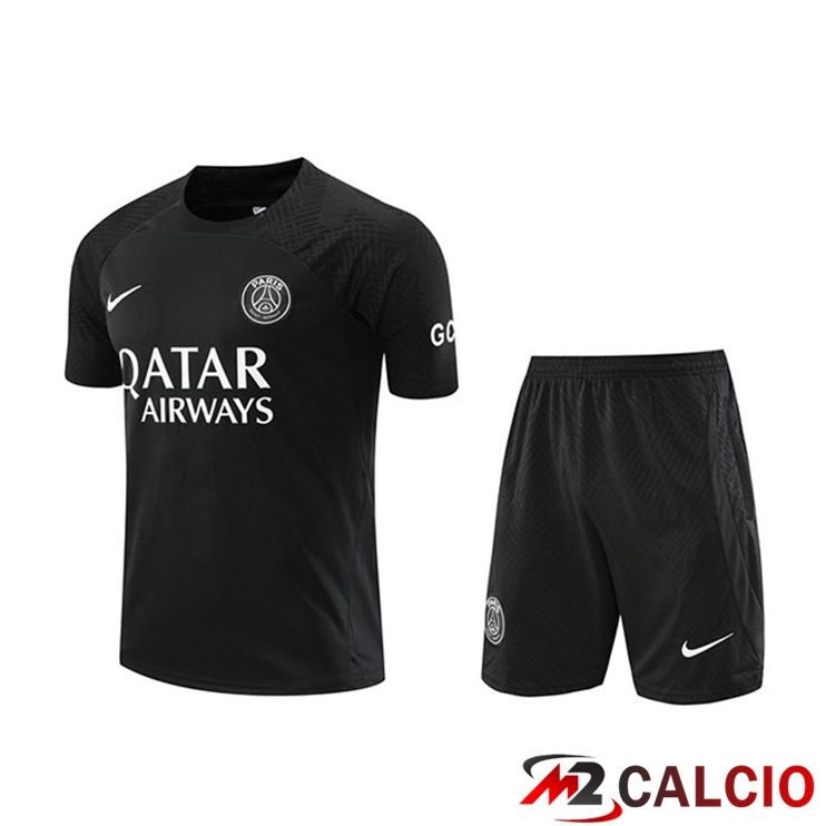 Maglie Calcio Personalizzate,Tute Calcio Squadre,Maglia Nazionale Italiana Calcio | T Shirt Allenamento Paris PSG + Pantaloncini Nero 2023/2024