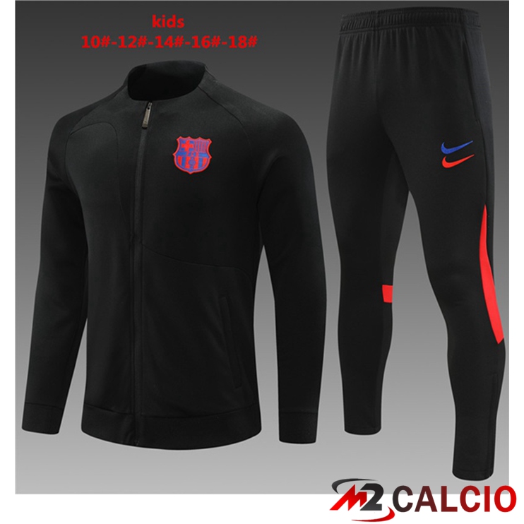 Maglie Calcio Personalizzate,Tute Calcio Squadre,Maglia Nazionale Italiana Calcio | Insieme Tuta Calcio - Giacca FC Barcellona Bambino Nero 2023/2024