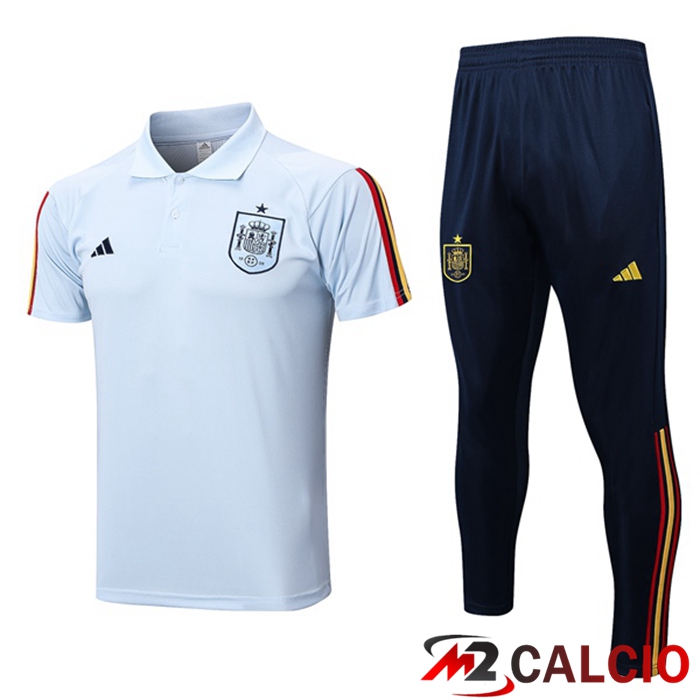 Maglie Calcio Personalizzate,Tute Calcio Squadre,Maglia Nazionale Italiana Calcio | Maglia Polo Spagna + Pantaloni Blu 2023/2024