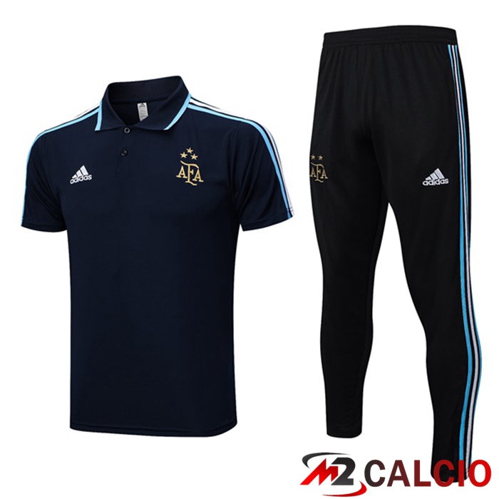 Maglie Calcio Personalizzate,Tute Calcio Squadre,Maglia Nazionale Italiana Calcio | Maglia Polo Argentina + Pantaloni Blu Reale 2023/2024
