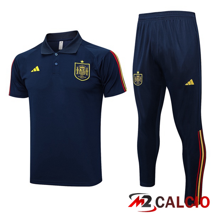 Maglie Calcio Personalizzate,Tute Calcio Squadre,Maglia Nazionale Italiana Calcio | Maglia Polo Spagna + Pantaloni Blu Reale 2023/2024