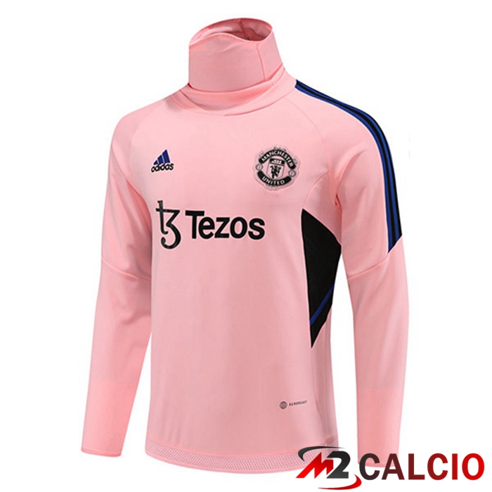 Maglie Calcio Personalizzate,Tute Calcio Squadre,Maglia Nazionale Italiana Calcio | Felpa Allenamento Manchester United Collo alto Rosa 2023/2024