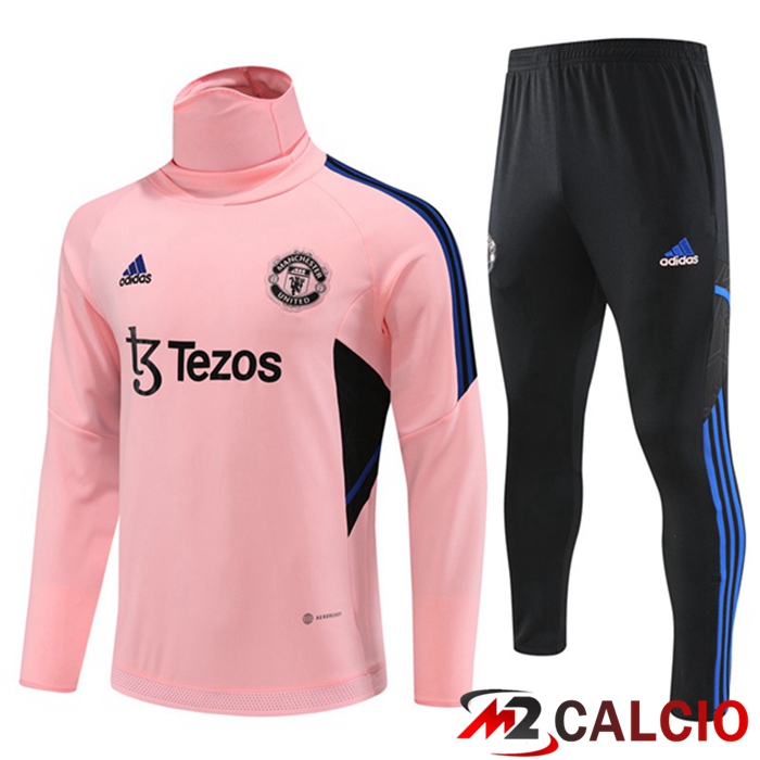 Maglie Calcio Personalizzate,Tute Calcio Squadre,Maglia Nazionale Italiana Calcio | Insieme Tuta Calcio Manchester United Collo alto Rosa 2023/2024