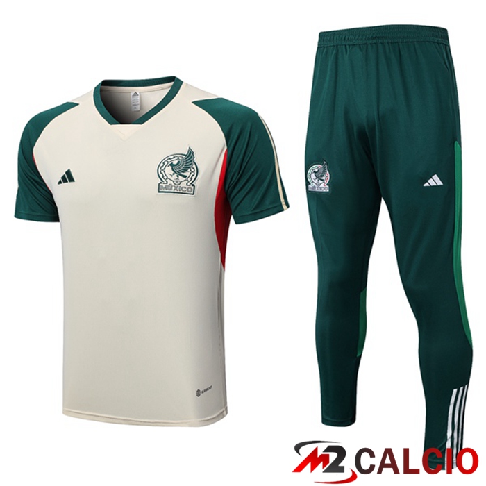Maglie Calcio Personalizzate,Tute Calcio Squadre,Maglia Nazionale Italiana Calcio | T Shirt Allenamento Messico + Pantaloni Marrone 2023/2024