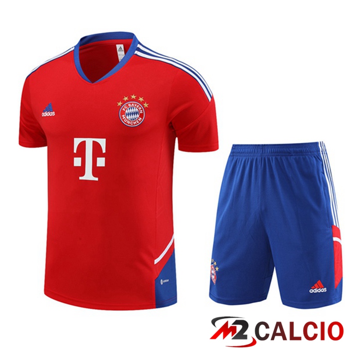 Maglie Calcio Personalizzate,Tute Calcio Squadre,Maglia Nazionale Italiana Calcio | T Shirt Allenamento Bayern Monaco + Pantaloncini Rosso 2023/2024