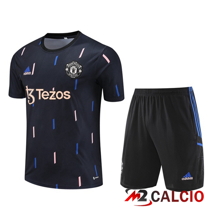 Maglie Calcio Personalizzate,Tute Calcio Squadre,Maglia Nazionale Italiana Calcio | T Shirt Allenamento Manchester United + Pantaloncini Nero 2023/2024