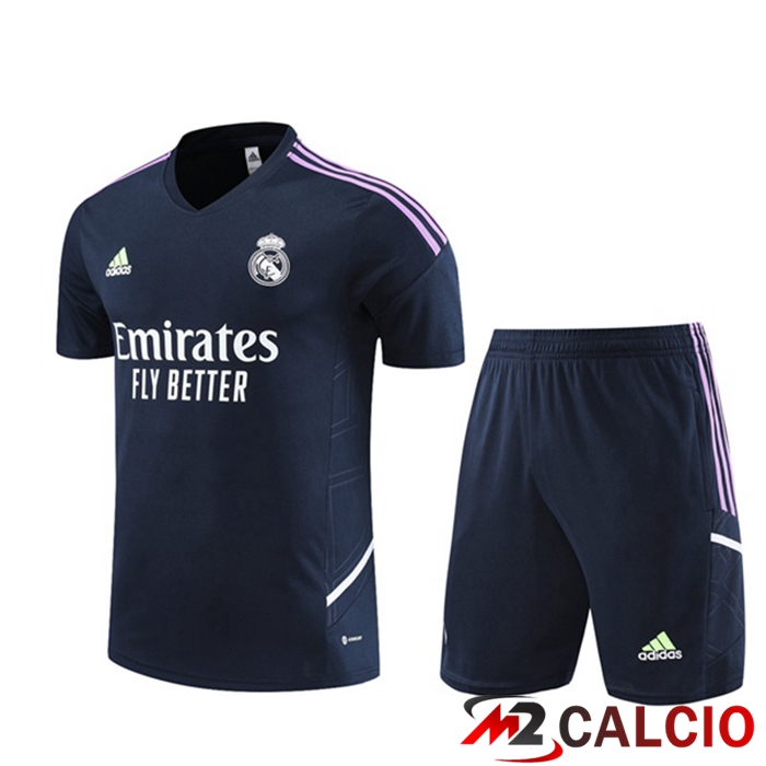 Maglie Calcio Personalizzate,Tute Calcio Squadre,Maglia Nazionale Italiana Calcio | T Shirt Allenamento Real Madrid + Pantaloncini Blu Reale 2023/2024