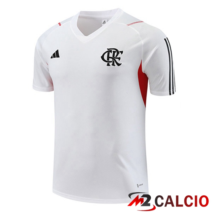 Maglie Calcio Personalizzate,Tute Calcio Squadre,Maglia Nazionale Italiana Calcio | T Shirt Allenamento Flamengo Bianco 2023/2024