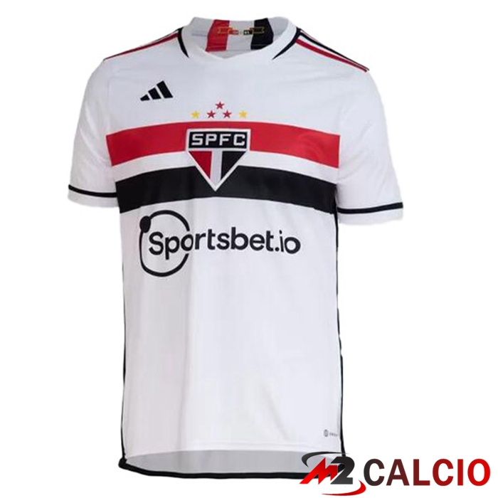 Maglie Calcio Personalizzate,Tute Calcio Squadre,Maglia Nazionale Italiana Calcio | Maglie Calcio Sao Paulo FC Prima Bianco 2023/2024