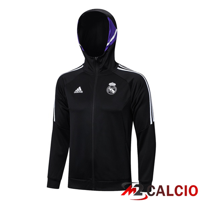 Maglie Calcio Personalizzate,Tute Calcio Squadre,Maglia Nazionale Italiana Calcio | Giacca Con Cappuccio Real Madrid Nero 2023/2024