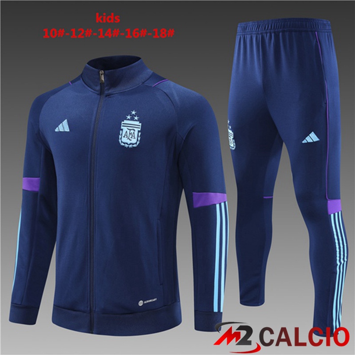 Maglie Calcio Personalizzate,Tute Calcio Squadre,Maglia Nazionale Italiana Calcio | Insieme Tuta Calcio - Giacca Argentina Bambino Blu Reale 2023/2024