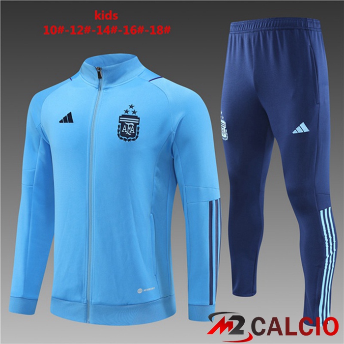 Maglie Calcio Personalizzate,Tute Calcio Squadre,Maglia Nazionale Italiana Calcio | Insieme Tuta Calcio - Giacca Argentina Bambino Blu 2023/2024