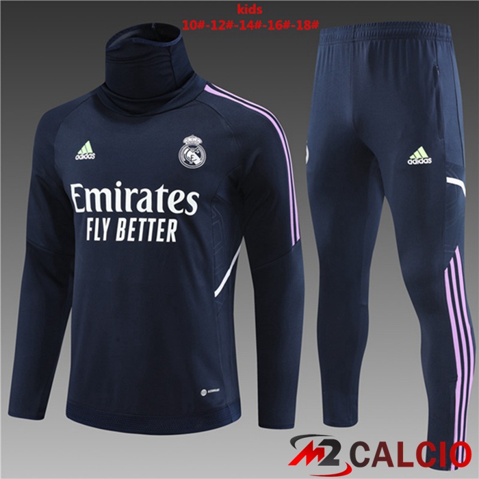 Maglie Calcio Personalizzate,Tute Calcio Squadre,Maglia Nazionale Italiana Calcio | Insieme Tuta Calcio Real Madrid Collo alto Bambino Blu Reale 2023/2024
