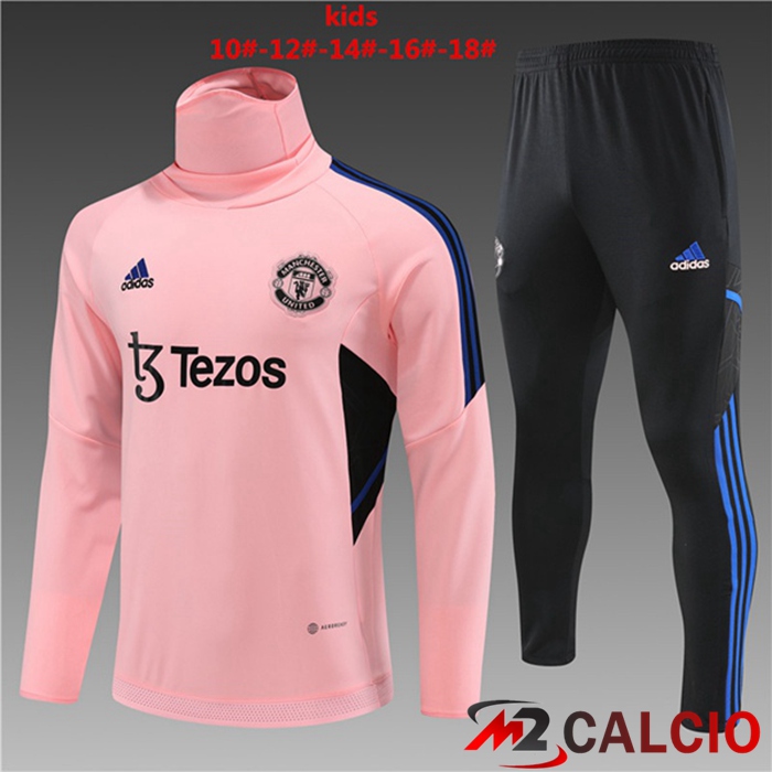 Maglie Calcio Personalizzate,Tute Calcio Squadre,Maglia Nazionale Italiana Calcio | Insieme Tuta Calcio Manchester United Collo alto Bambino Rosa 2023/2024