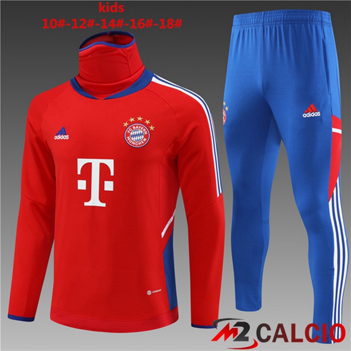 Maglie Calcio Personalizzate,Tute Calcio Squadre,Maglia Nazionale Italiana Calcio | Insieme Tuta Calcio Bayern Monaco Collo alto Bambino Rosso 2023/2024