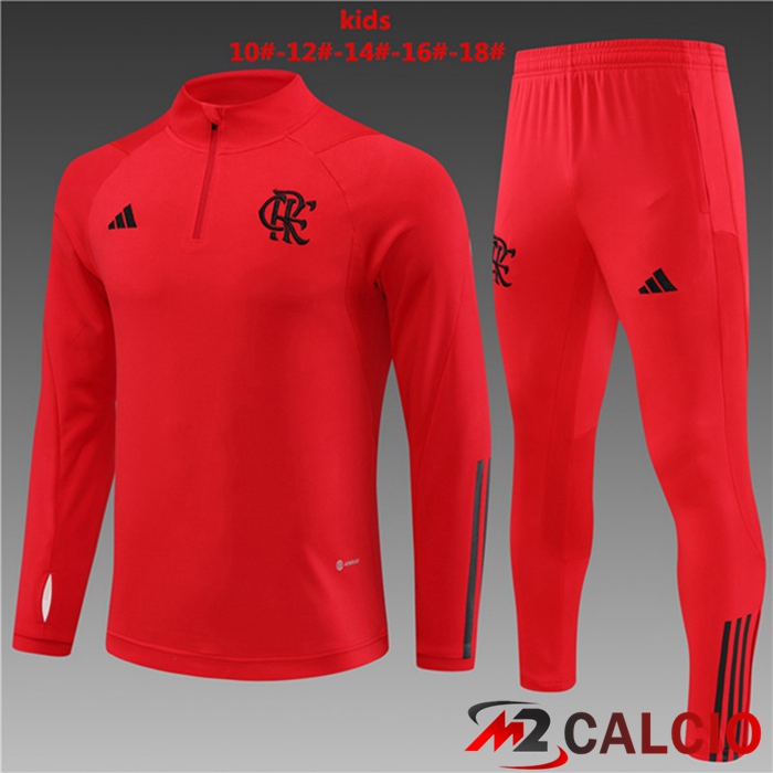 Maglie Calcio Personalizzate,Tute Calcio Squadre,Maglia Nazionale Italiana Calcio | Insieme Tuta Calcio Flamengo Bambino Rosso 2023/2024