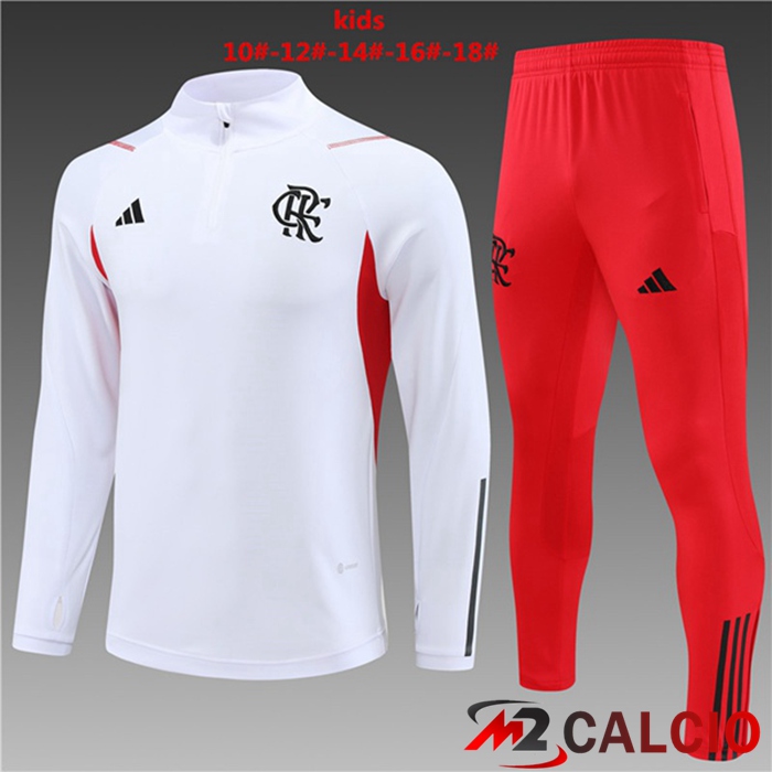 Maglie Calcio Personalizzate,Tute Calcio Squadre,Maglia Nazionale Italiana Calcio | Insieme Tuta Calcio Flamengo Bambino Bianco 2023/2024