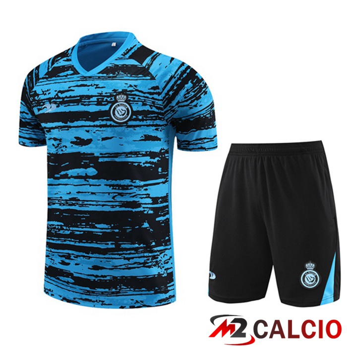 Maglie Calcio Personalizzate,Tute Calcio Squadre,Maglia Nazionale Italiana Calcio | T Shirt Allenamento Al-Nassr FC + Pantaloncini Blu 2023/2024