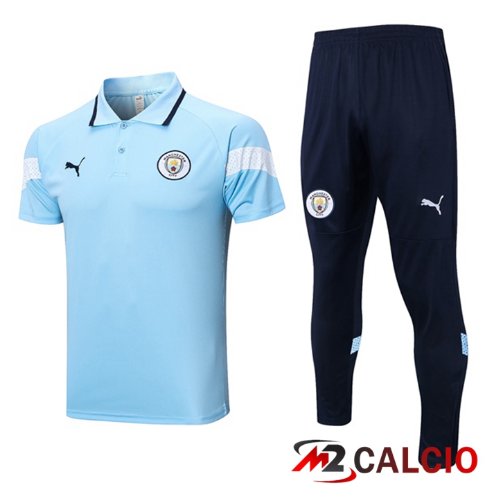 Maglie Calcio Personalizzate,Tute Calcio Squadre,Maglia Nazionale Italiana Calcio | Maglia Polo Manchester City + Pantaloni Blu 2023/2024