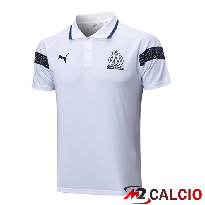 Maglie Calcio Personalizzate,Tute Calcio Squadre,Maglia Nazionale Italiana Calcio | Maglia Polo Marsiglia OM Bianco 2023/2024