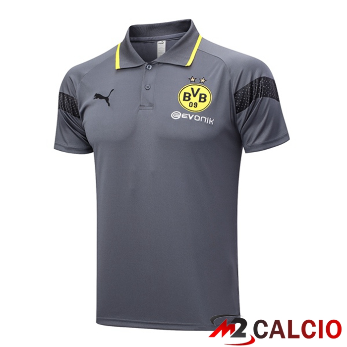 Maglie Calcio Personalizzate,Tute Calcio Squadre,Maglia Nazionale Italiana Calcio | Maglia Polo Dortmund BVB Grigio 2023/2024