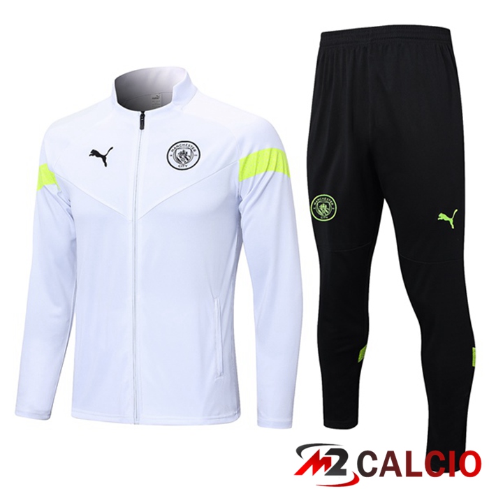 Maglie Calcio Personalizzate,Tute Calcio Squadre,Maglia Nazionale Italiana Calcio | Insieme Tuta Calcio - Giacca Manchester City Bianco 2023/2024