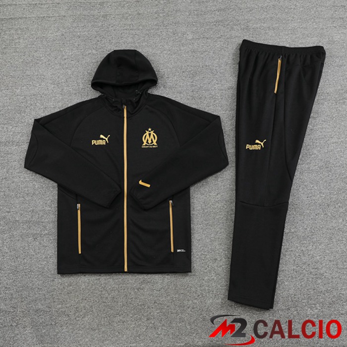 Insieme Giacca Con Cappuccio Tuta Marsiglia OM Nero 2023/2024