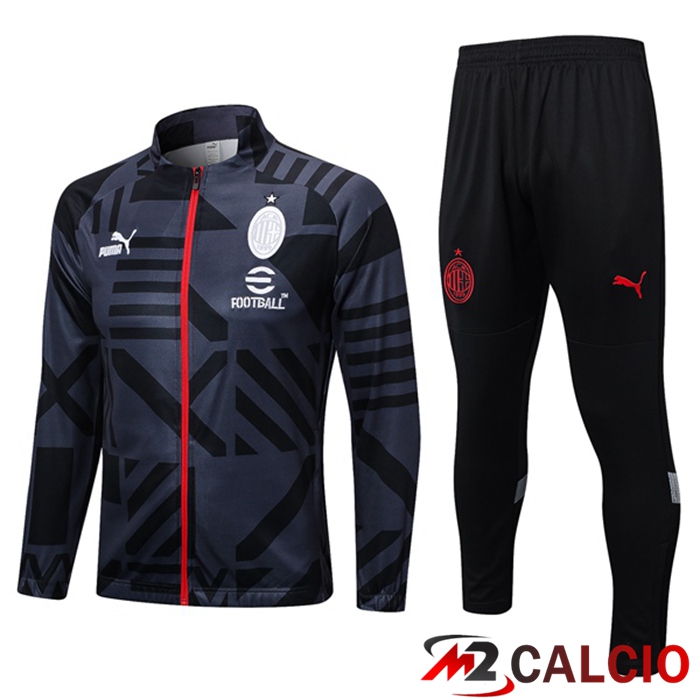 Maglie Calcio Personalizzate,Tute Calcio Squadre,Maglia Nazionale Italiana Calcio | Insieme Tuta Calcio - Giacca AC Milan Nero 2023/2024