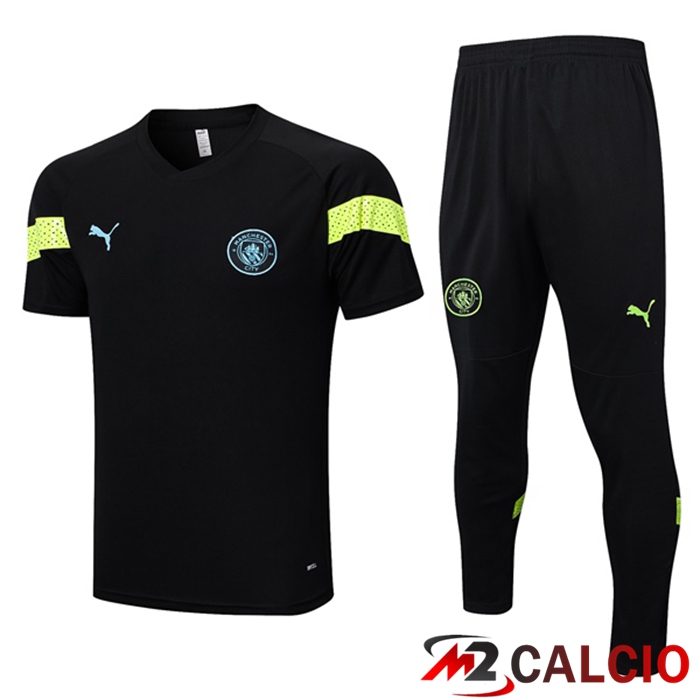 Maglie Calcio Personalizzate,Tute Calcio Squadre,Maglia Nazionale Italiana Calcio | T Shirt Allenamento Manchester City + Pantaloni Nero 2023/2024