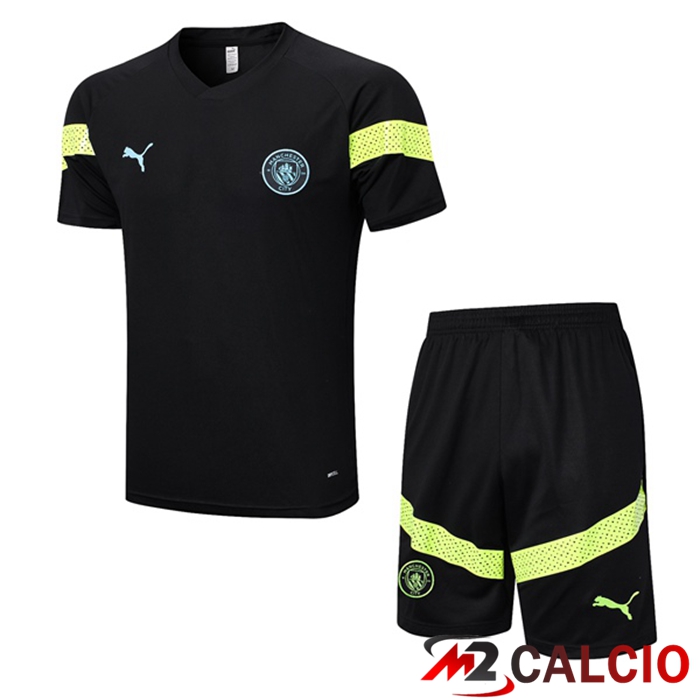 Maglie Calcio Personalizzate,Tute Calcio Squadre,Maglia Nazionale Italiana Calcio | T Shirt Allenamento Manchester City + Pantaloncini Nero 2023/2024