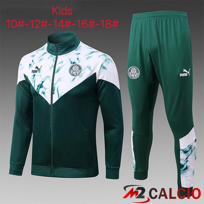 Maglie Calcio Personalizzate,Tute Calcio Squadre,Maglia Nazionale Italiana Calcio | Insieme Tuta Calcio - Giacca Palmeiras Bambino Verde 2023/2024