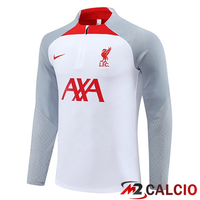 Maglie Calcio Personalizzate,Tute Calcio Squadre,Maglia Nazionale Italiana Calcio | Felpa Allenamento FC Liverpool Bianco Grigio 2023/2024