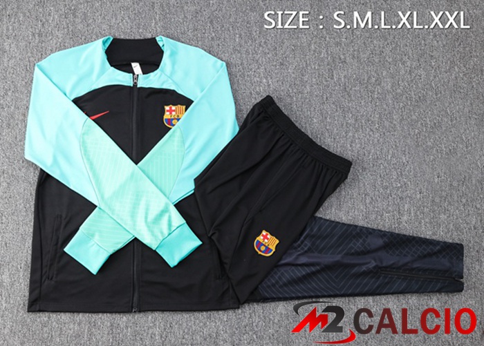 Insieme Tuta Calcio - Giacca FC Barcellona Nero Verde 2023/2024
