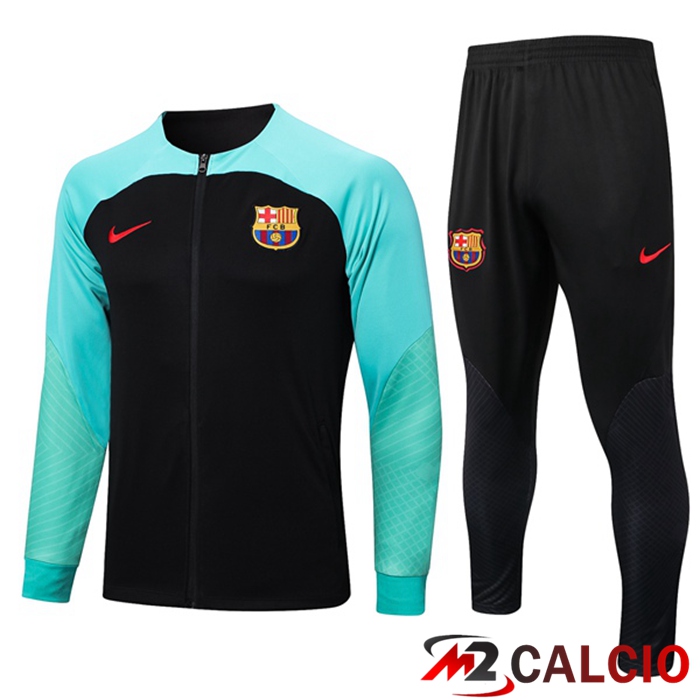 Maglie Calcio Personalizzate,Tute Calcio Squadre,Maglia Nazionale Italiana Calcio | Insieme Tuta Calcio - Giacca FC Barcellona Nero Verde 2023/2024
