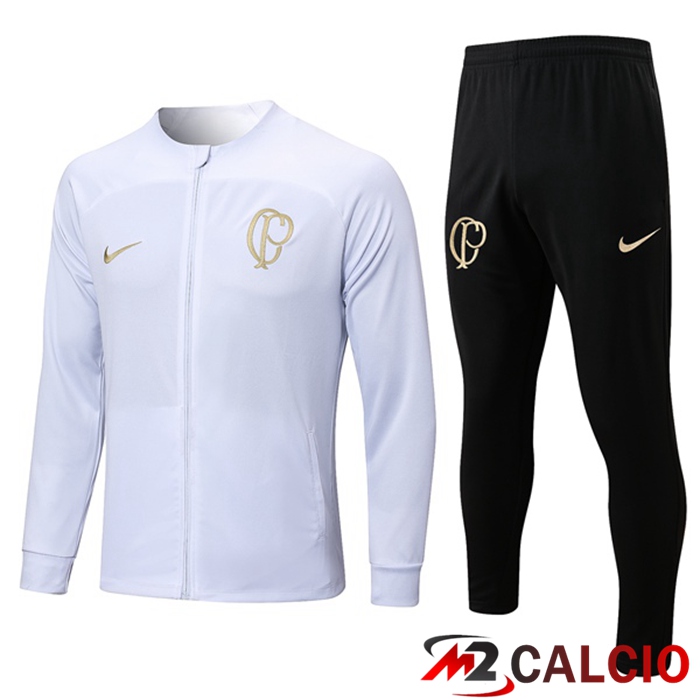Maglie Calcio Personalizzate,Tute Calcio Squadre,Maglia Nazionale Italiana Calcio | Insieme Tuta Calcio - Giacca Corinthians Bianco 2023/2024