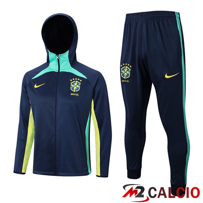 Maglie Calcio Personalizzate,Tute Calcio Squadre,Maglia Nazionale Italiana Calcio | Insieme Giacca Con Cappuccio Tuta Brasile Blu Reale 2023/2024