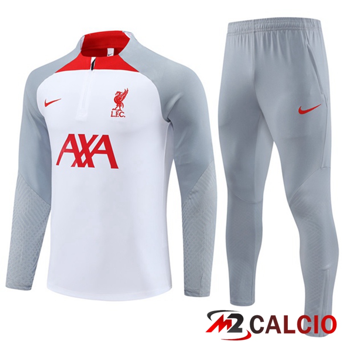 Maglie Calcio Personalizzate,Tute Calcio Squadre,Maglia Nazionale Italiana Calcio | Insieme Tuta Calcio FC Liverpool Bianco Grigio 2023/2024