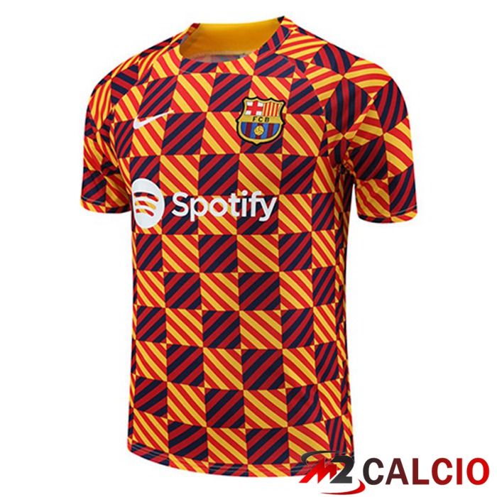 Maglie Calcio Personalizzate,Tute Calcio Squadre,Maglia Nazionale Italiana Calcio | T Shirt Allenamento FC Barcellona Giallo 2023/2024