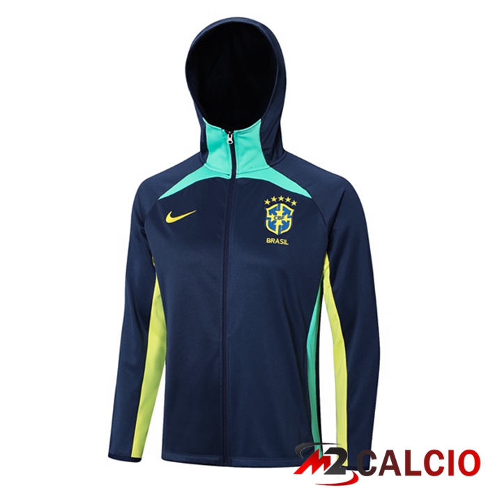 Maglie Calcio Personalizzate,Tute Calcio Squadre,Maglia Nazionale Italiana Calcio | Giacca Con Cappuccio Brasile Blu Reale 2023/2024