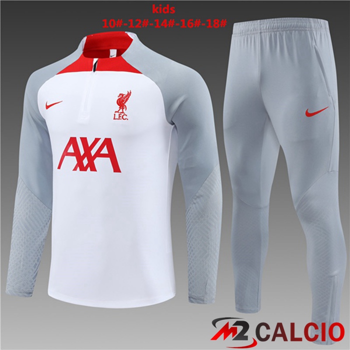 Maglie Calcio Personalizzate,Tute Calcio Squadre,Maglia Nazionale Italiana Calcio | Insieme Tuta Calcio FC Liverpool Bambino Bianco 2023/2024