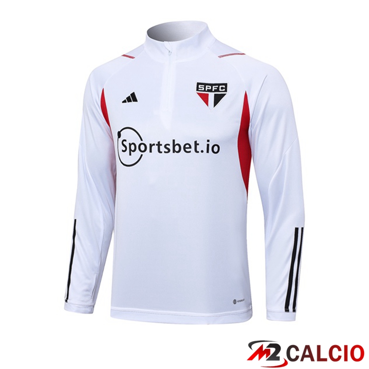 Maglie Calcio Personalizzate,Tute Calcio Squadre,Maglia Nazionale Italiana Calcio | Felpa Allenamento Sao Paulo FC Bianco 2023/2024