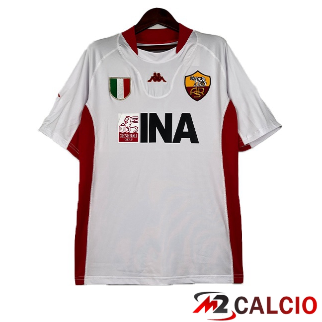 Siti Maglie Calcio AS Roma Retro Seconda Bianco 2001-2002 Poco Prezzo