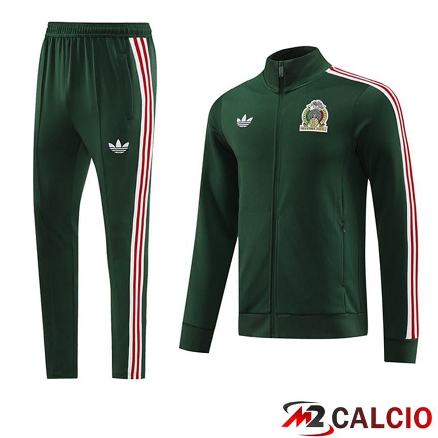 Maglie Calcio Personalizzate,Tute Calcio Squadre,Maglia Nazionale Italiana Calcio - Insieme Tuta Calcio - Giacca Messico Verde 2024/2025
