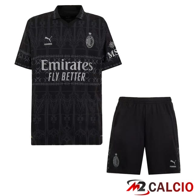 Maglie Calcio Personalizzate,Tute Calcio Squadre,Maglia Nazionale Italiana Calcio | Maglie Calcio AC Milan Bambino Quarto Nero 2023/2024